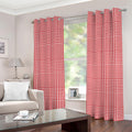 Red And White Glen Plaid Print Grommet Curtains
