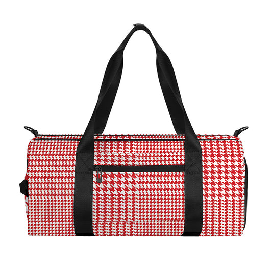 Red And White Glen Plaid Print Gym Bag