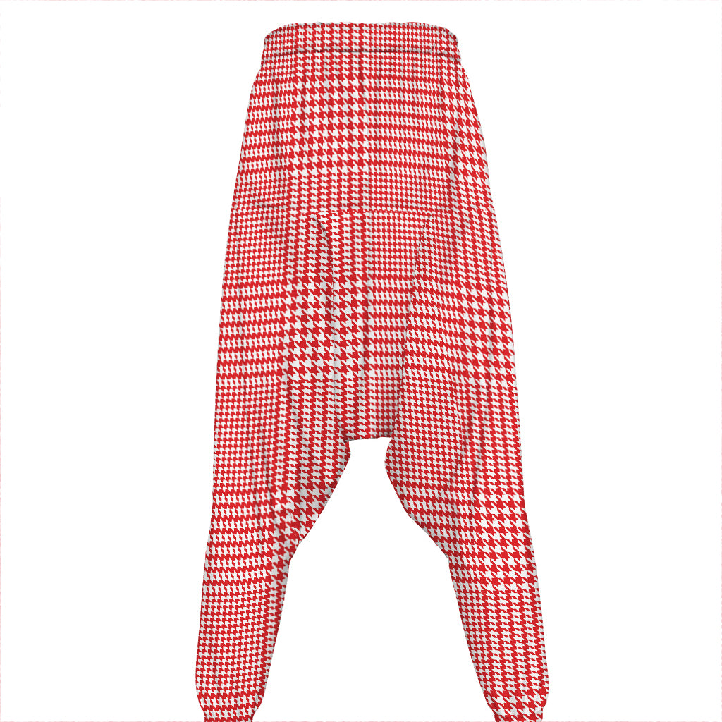 Red And White Glen Plaid Print Hammer Pants