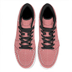 Red And White Glen Plaid Print High Top Leather Sneakers