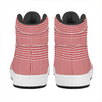Red And White Glen Plaid Print High Top Leather Sneakers