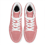 Red And White Glen Plaid Print High Top Leather Sneakers