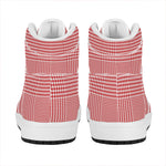 Red And White Glen Plaid Print High Top Leather Sneakers