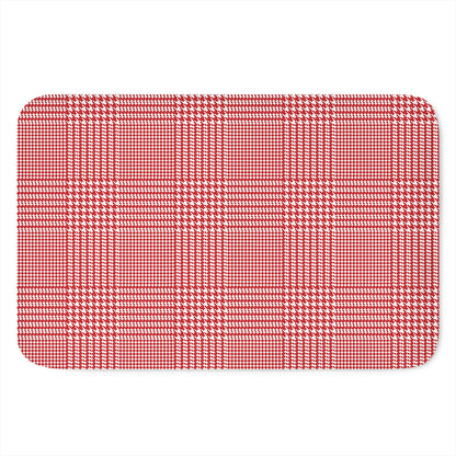 Red And White Glen Plaid Print Indoor Door Mat