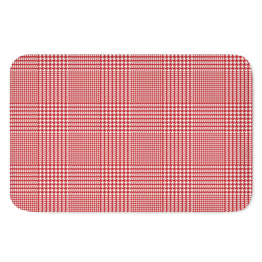 Red And White Glen Plaid Print Indoor Door Mat