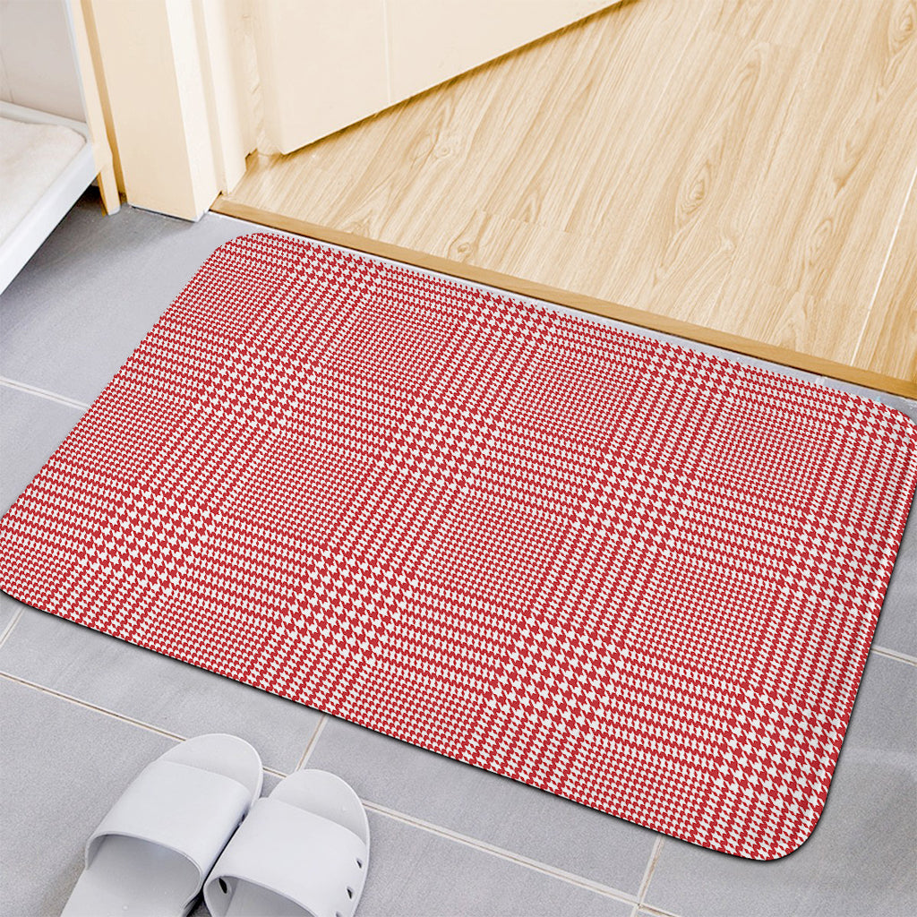 Red And White Glen Plaid Print Indoor Door Mat