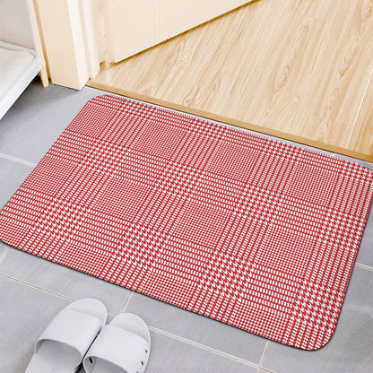 Red And White Glen Plaid Print Indoor Door Mat