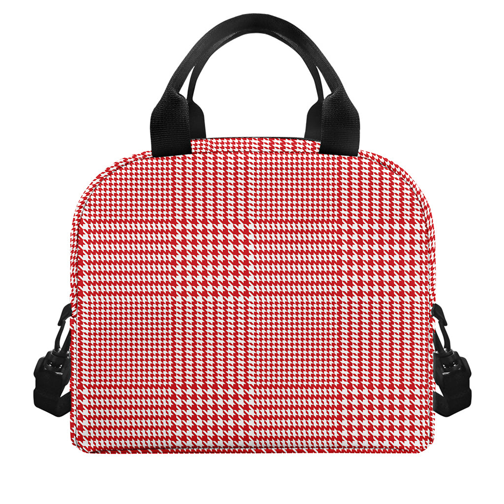 Red And White Glen Plaid Print Insulated Lunch Bag