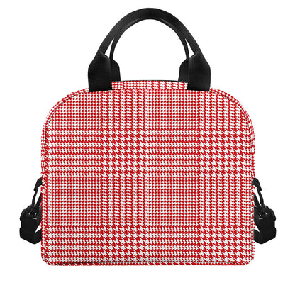 Red And White Glen Plaid Print Insulated Lunch Bag
