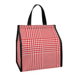 Red And White Glen Plaid Print Insulated Lunch Tote