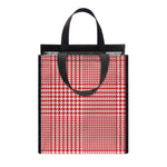 Red And White Glen Plaid Print Insulated Lunch Tote
