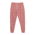 Red And White Glen Plaid Print Jogger Pants