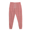 Red And White Glen Plaid Print Jogger Pants