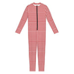 Red And White Glen Plaid Print Jumpsuit