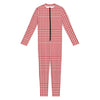 Red And White Glen Plaid Print Jumpsuit