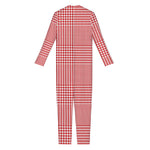 Red And White Glen Plaid Print Jumpsuit