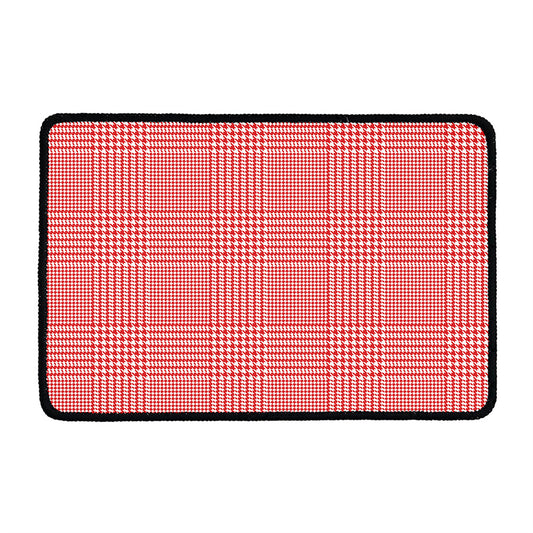 Red And White Glen Plaid Print Kitchen Mat