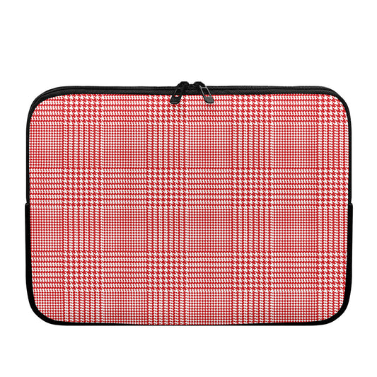 Red And White Glen Plaid Print Laptop Sleeve