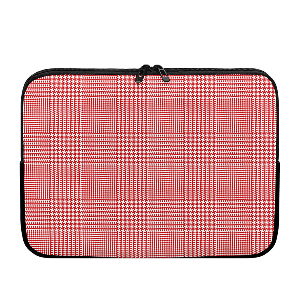 Red And White Glen Plaid Print Laptop Sleeve