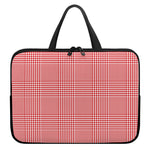 Red And White Glen Plaid Print Laptop Sleeve With Handle