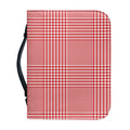 Red And White Glen Plaid Print Leather Bible Cover
