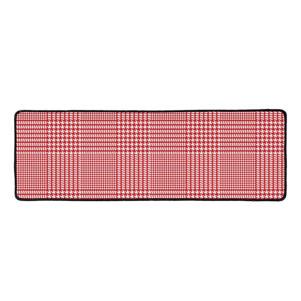 Red And White Glen Plaid Print Long Kitchen Mat