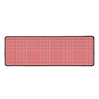 Red And White Glen Plaid Print Long Kitchen Mat