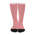 Red And White Glen Plaid Print Long Socks