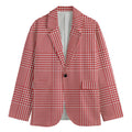 Red And White Glen Plaid Print Men's Blazer