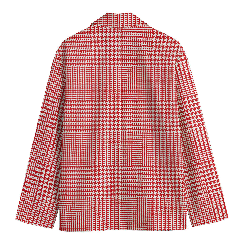 Red And White Glen Plaid Print Men's Blazer