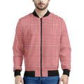 Red And White Glen Plaid Print Men's Bomber Jacket