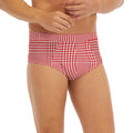 Red And White Glen Plaid Print Men's Briefs