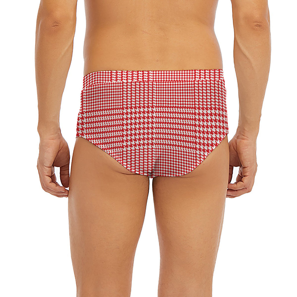 Red And White Glen Plaid Print Men's Briefs