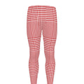 Red And White Glen Plaid Print Men's Leggings