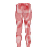 Red And White Glen Plaid Print Men's leggings