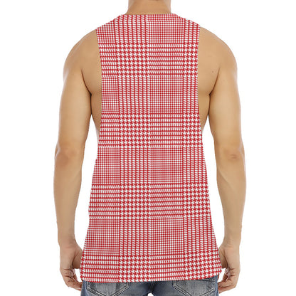 Red And White Glen Plaid Print Men's Muscle Tank Top