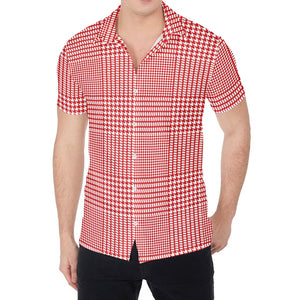 Red And White Glen Plaid Print Men's Shirt