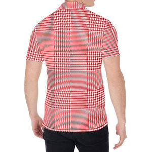 Red And White Glen Plaid Print Men's Shirt