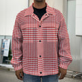Red And White Glen Plaid Print Men's Shirt Jacket
