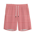 Red And White Glen Plaid Print Men's Athletic Shorts