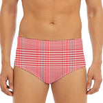 Red And White Glen Plaid Print Men's Triangle Swim Briefs