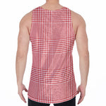 Red And White Glen Plaid Print Men's Velvet Tank Top
