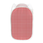 Red And White Glen Plaid Print Mesh Laundry Hamper