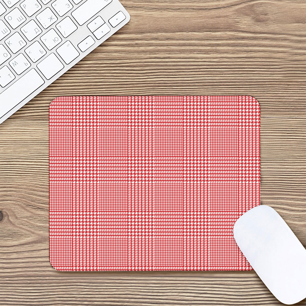 Red And White Glen Plaid Print Mouse Pad