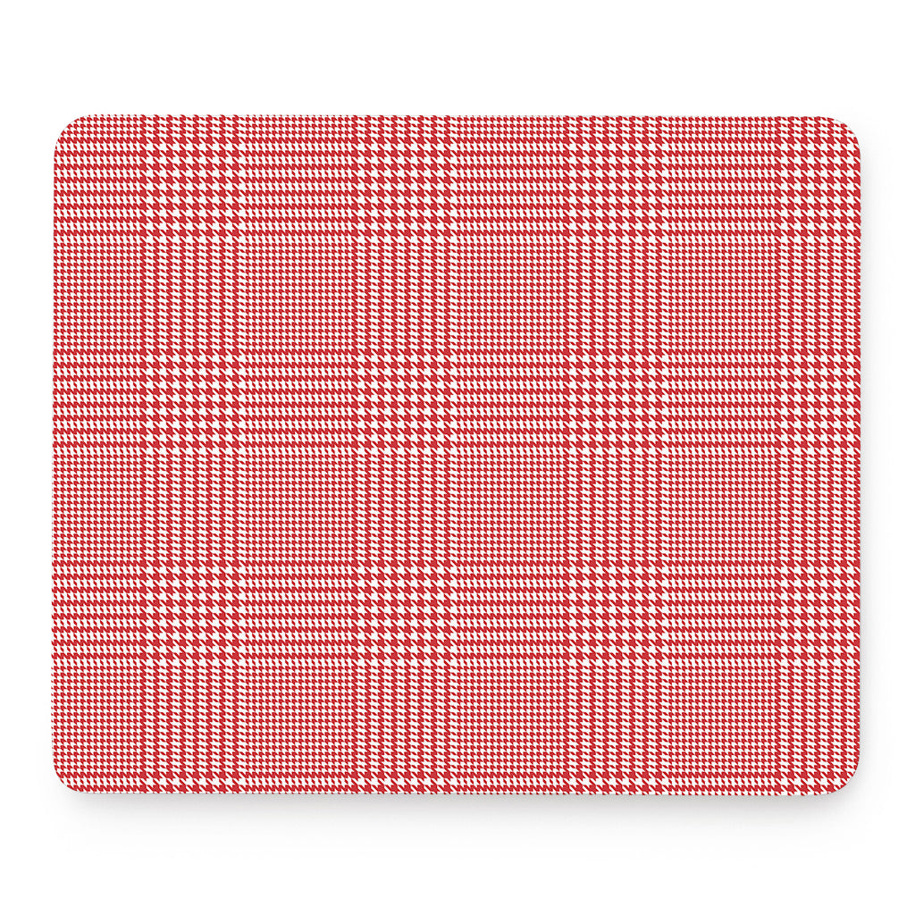 Red And White Glen Plaid Print Mouse Pad
