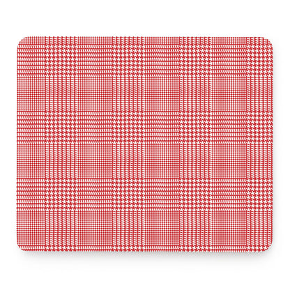 Red And White Glen Plaid Print Mouse Pad