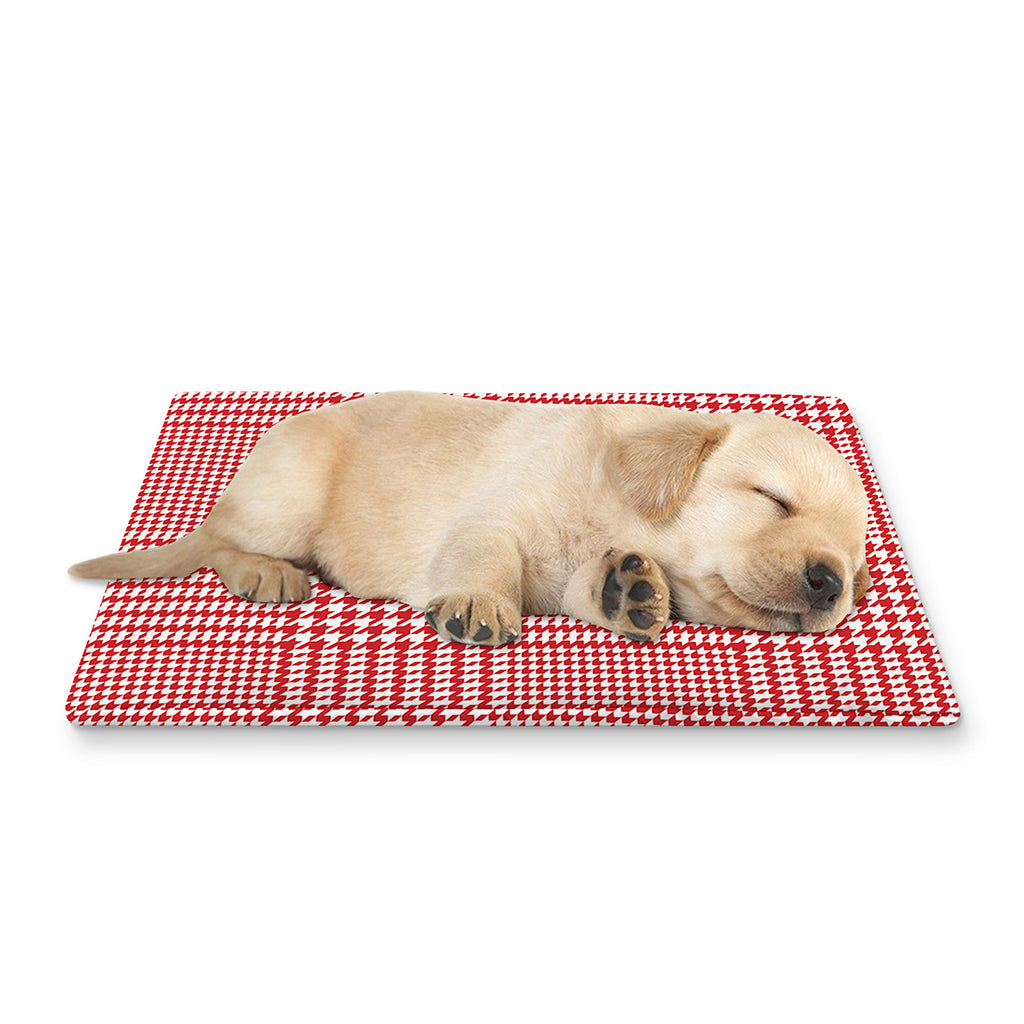 Red And White Glen Plaid Print Pet Cooling Mat Cover
