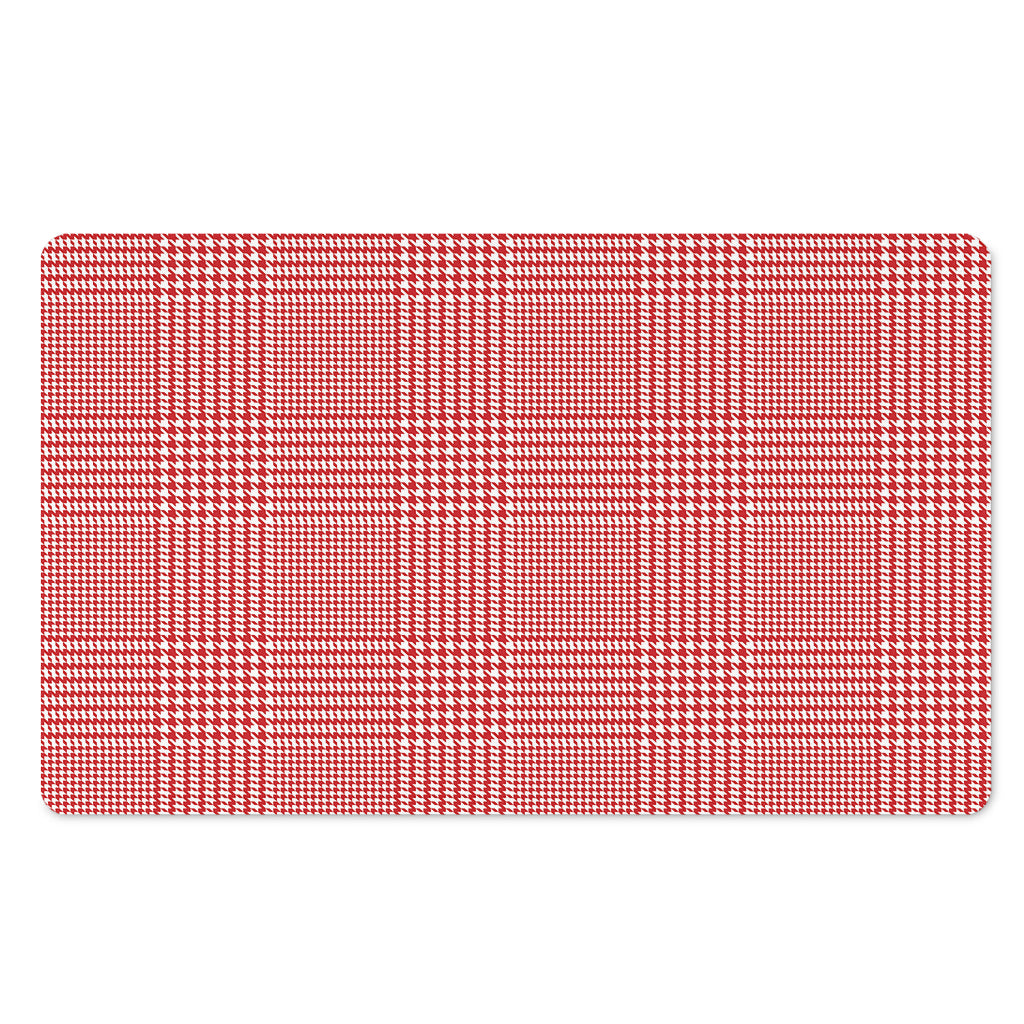 Red And White Glen Plaid Print Polyester Doormat