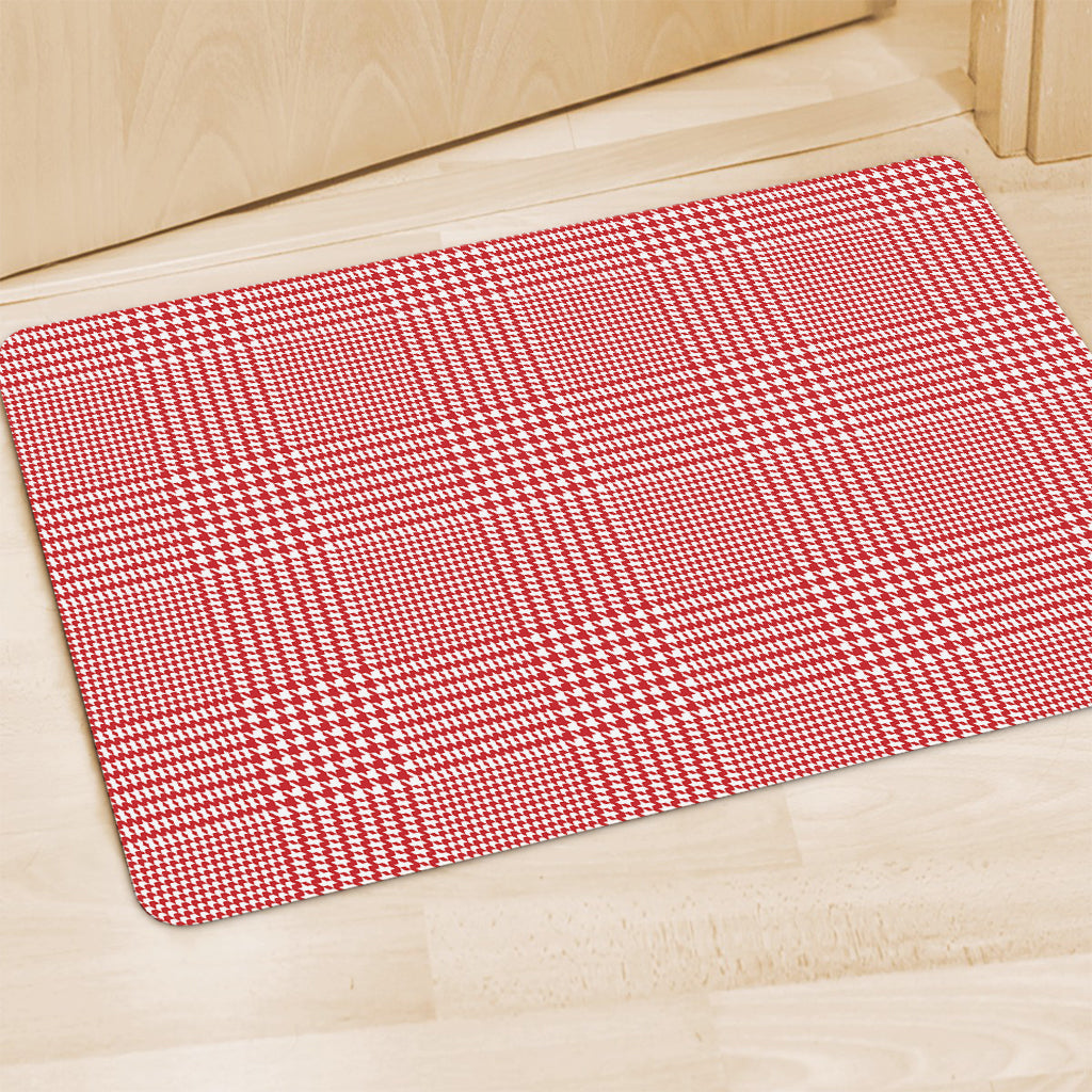 Red And White Glen Plaid Print Polyester Doormat