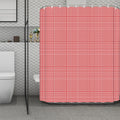 Red And White Glen Plaid Print Polyester Shower Curtain